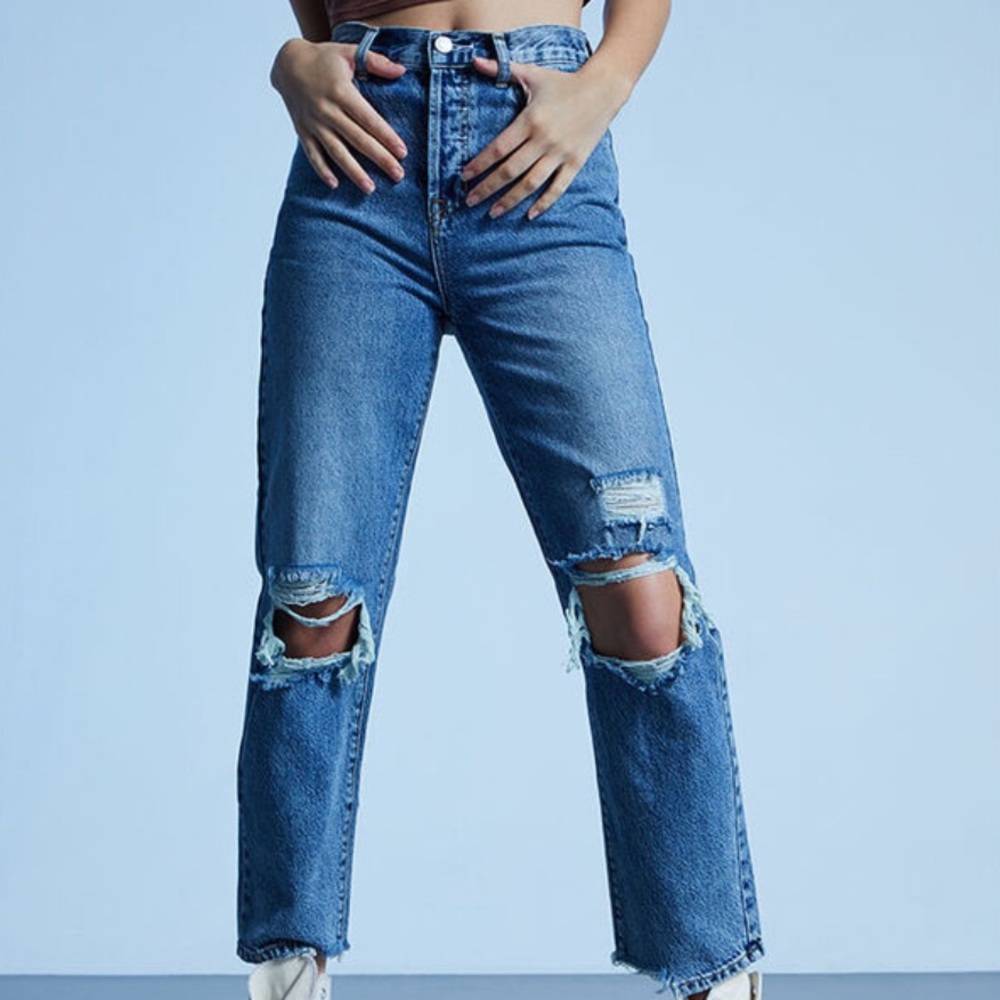 PacSun Distressed High Waisted Straight Leg Jeans